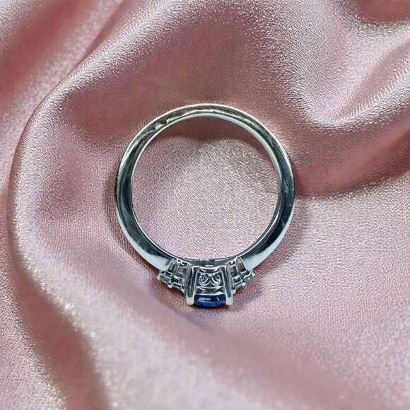 ESTATE- 10K White Gold Natural Tanzanite & Diamond Ring -1CT Solitaire -Sz 6 -2g - Picture 11 of 16